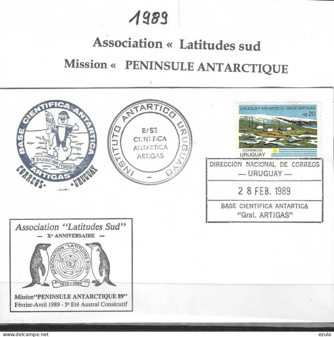 Uruguay -Association Latitude Sud  Mission Péninsule Antarctique 89 - Internationale Pooljaar