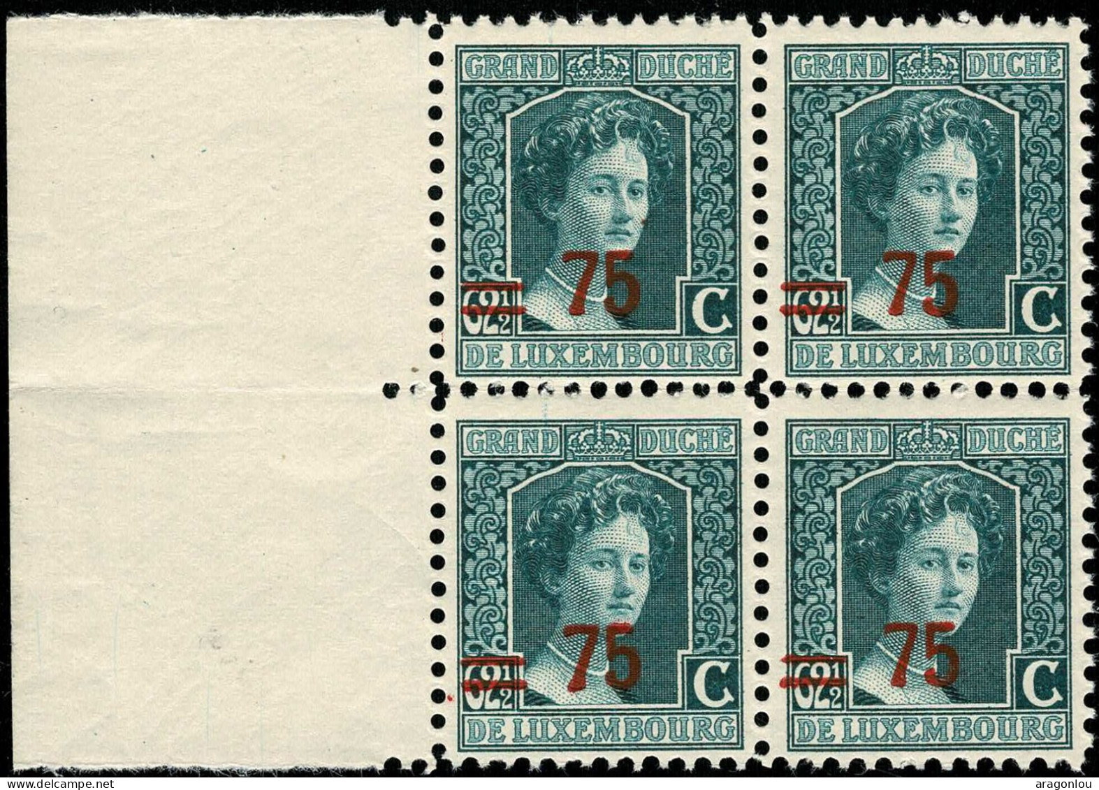 Luxembourg, Luxemburg 1915 Adelaïde Bloc 4x 75c./62,5c Surcharge. Neuf MNH** - 1914-24 Marie-Adélaïde