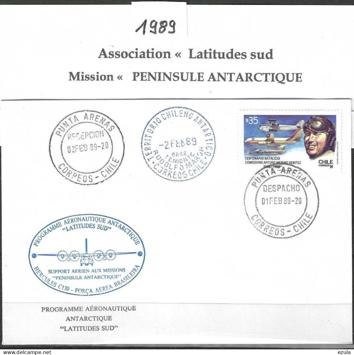 Chilie  -Association Latitude Sud  Mission Péninsule Antarctique 89 - Anno Polare Internazionale