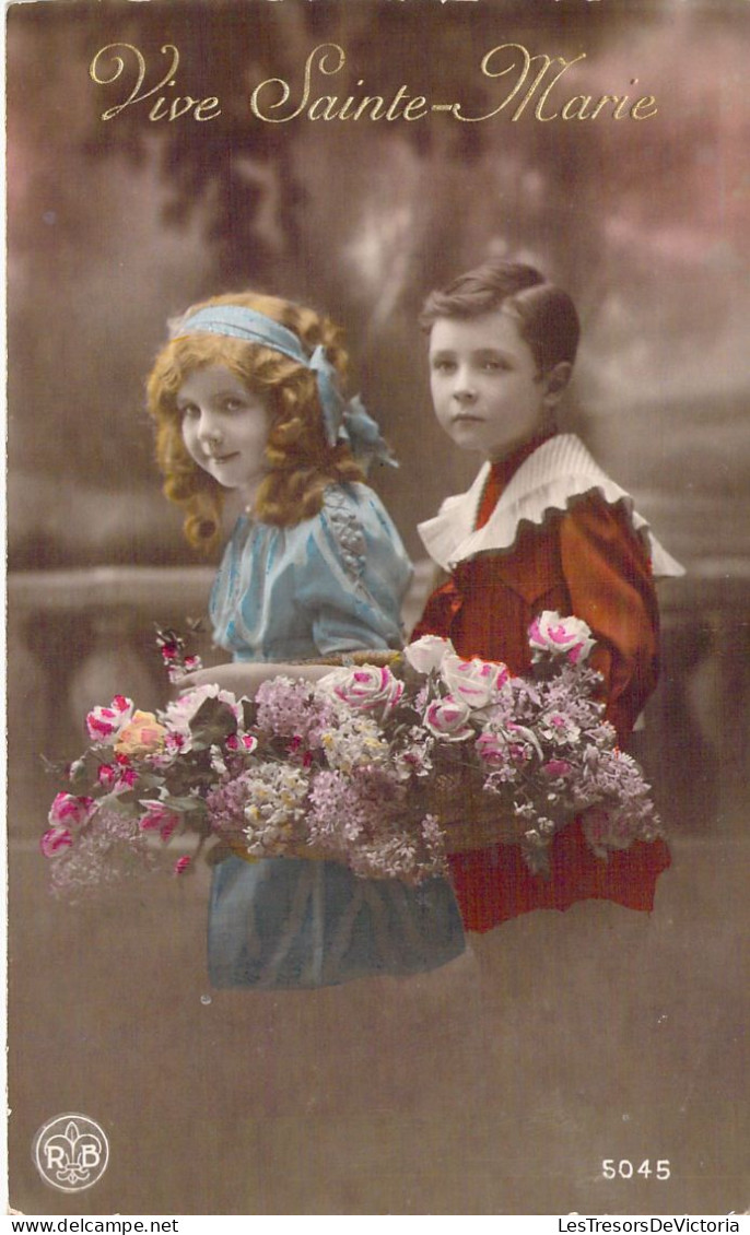 VIVE SAINTE MARIE - Enfants - Mode - Fleurs -  Carte Postale Ancienne - Altri & Non Classificati