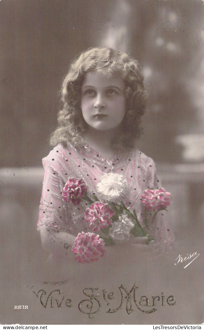 VIVE SAINTE MARIE - Enfant - Fillette - Fleurs -  Carte Postale Ancienne - Andere & Zonder Classificatie