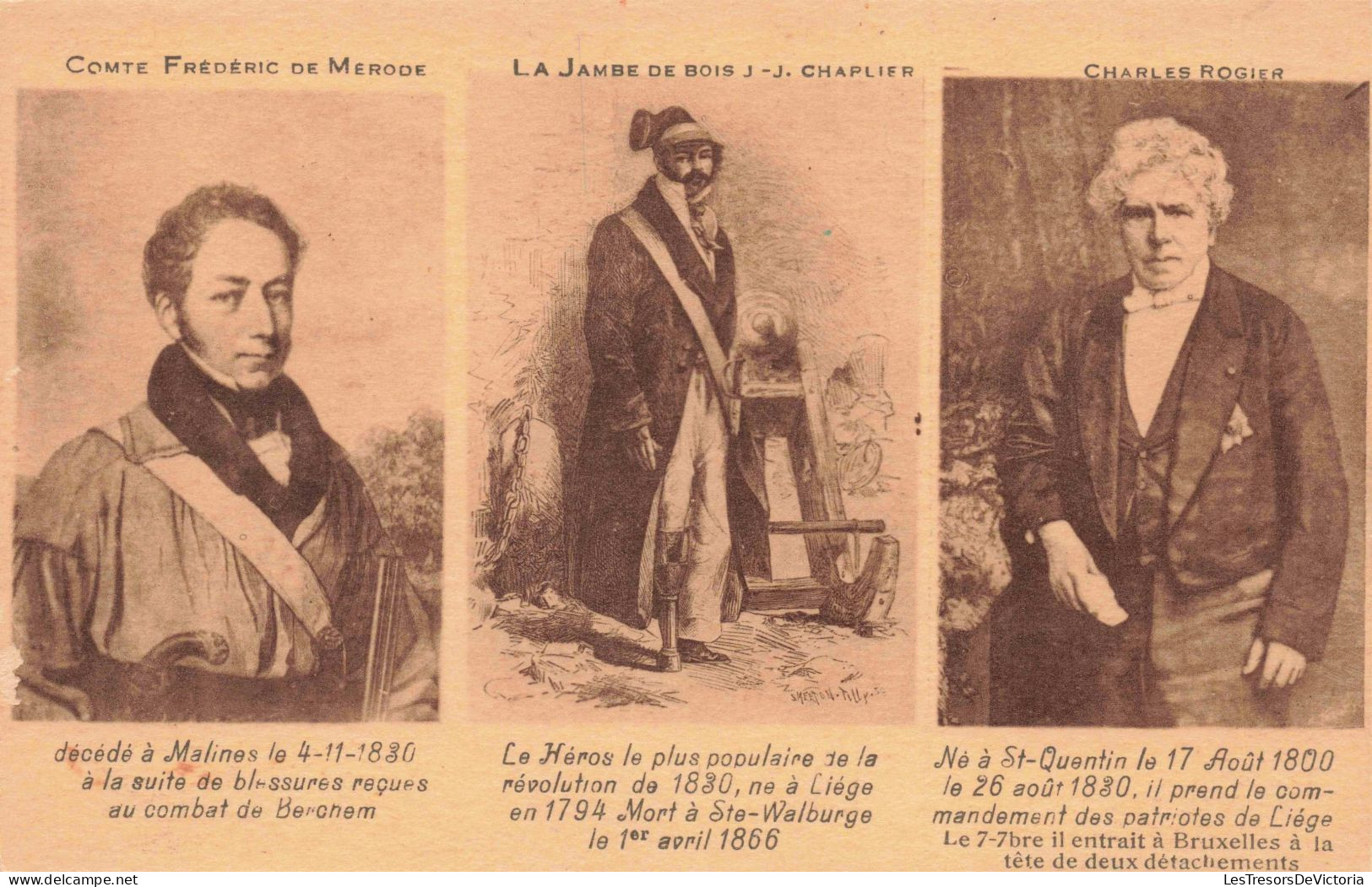 FAMILLES ROYALES - Compte Frédéric De Merode - La Jambe De Bois JJ Chaplier - Charles Rogier - Carte Postale Ancienne - Royal Families