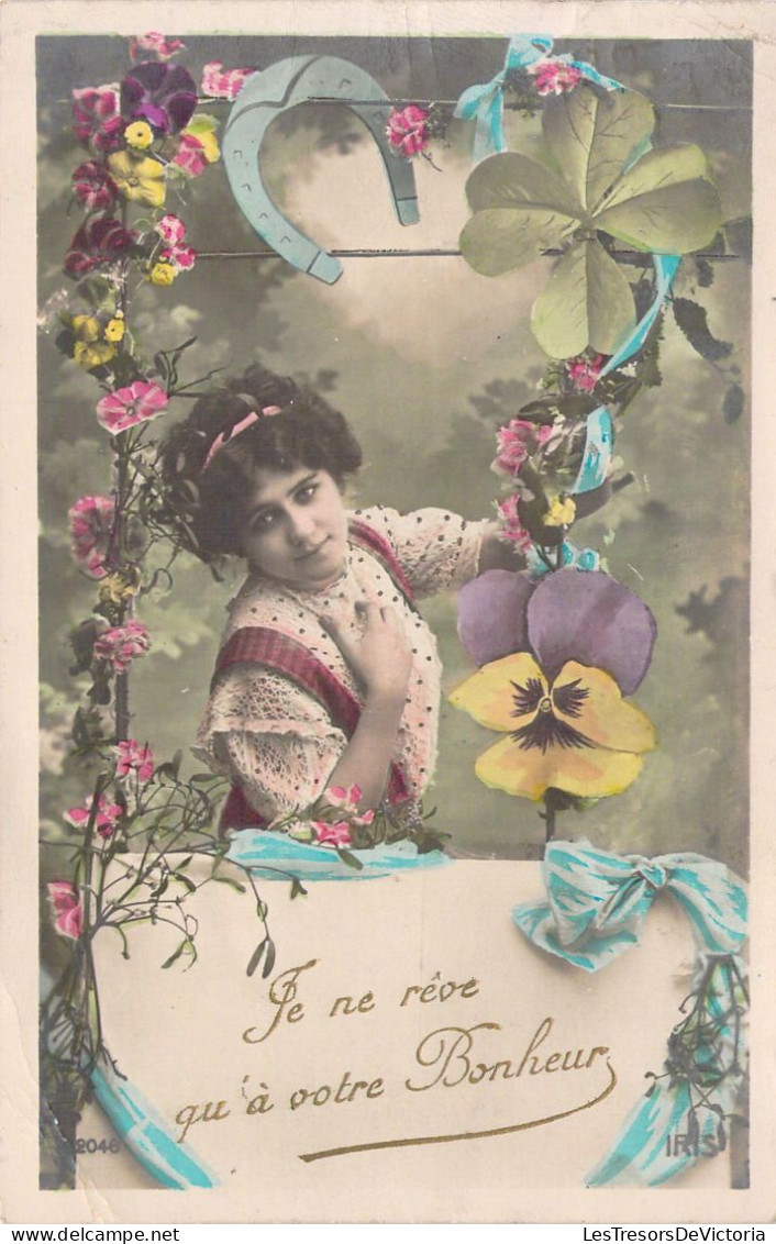 Femmes - Fantaisie - Bretelles - Pensées - Je Ne Rêve Qu'à Votre Bonheur - Carte Postale Ancienne - Women