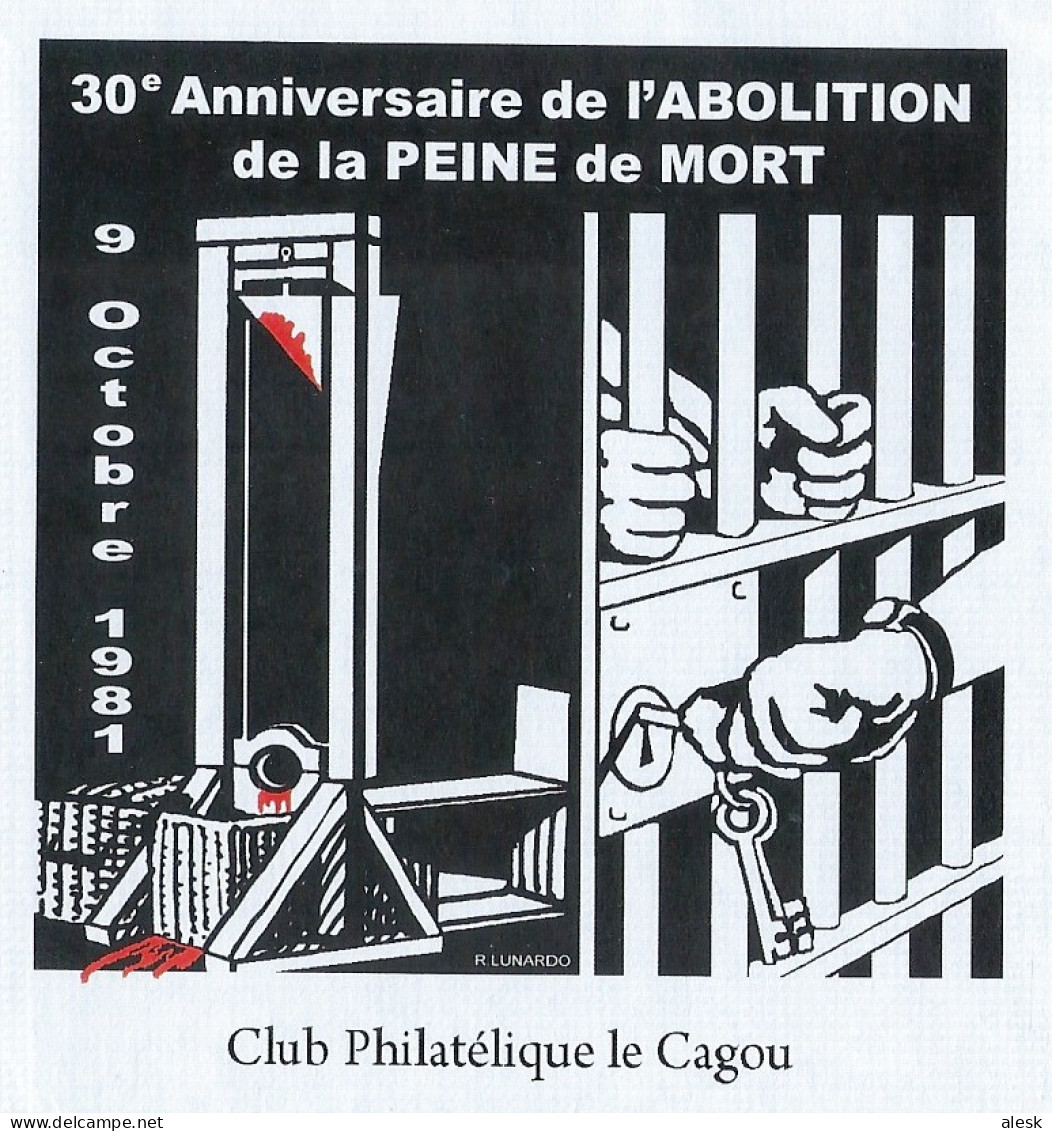 LETTRE NOUVELLE-CALÉDONIE N°1085 (y&t) Nouméa 9 Octobre 2011 - 30°Anniversaire De L'Abolition De La Peine De Mort - Covers & Documents