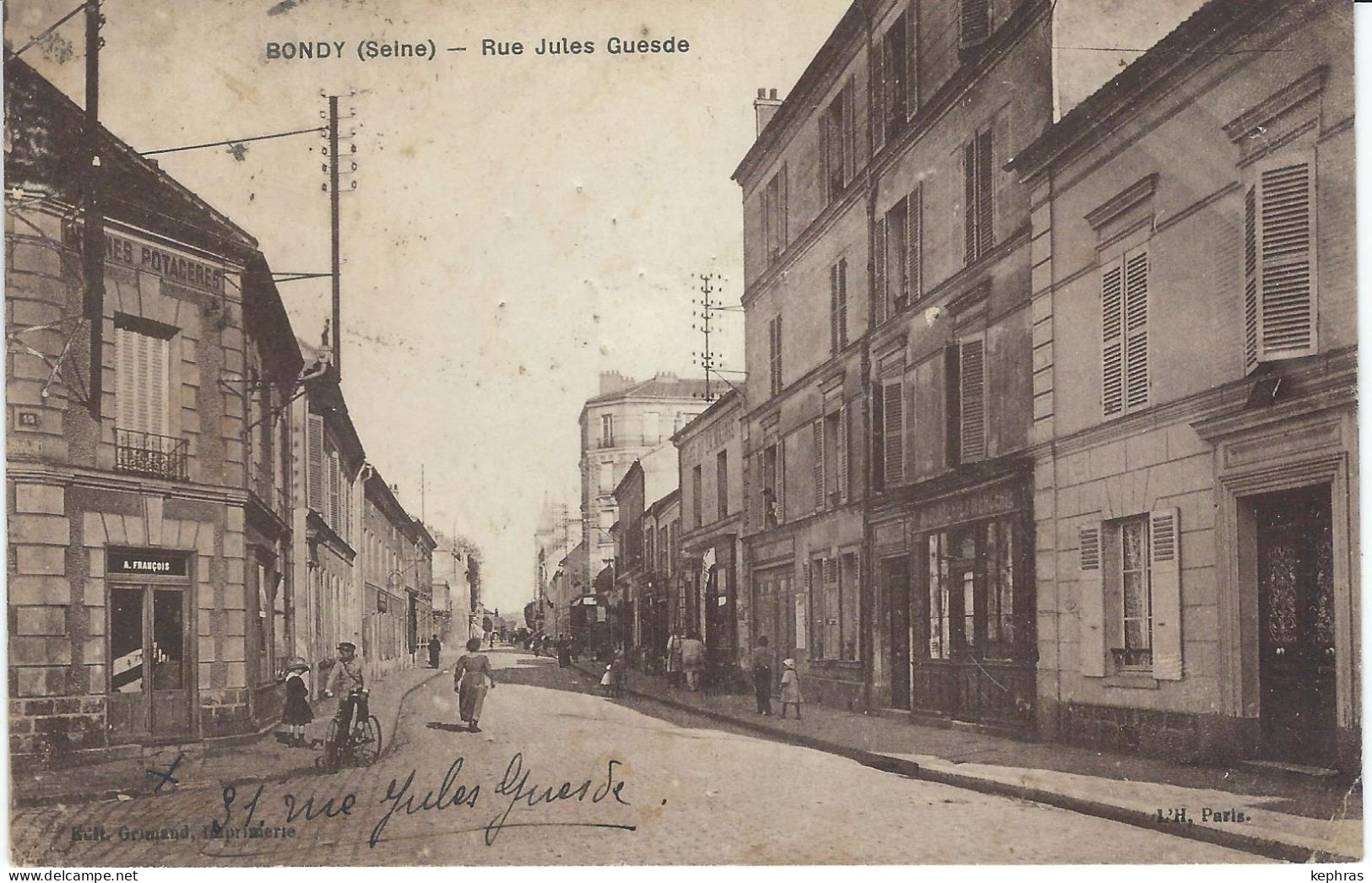 BONDY : Rue Jules Guesde - RARE VARIANTE - Cachet De La Poste 1933 - Bondy