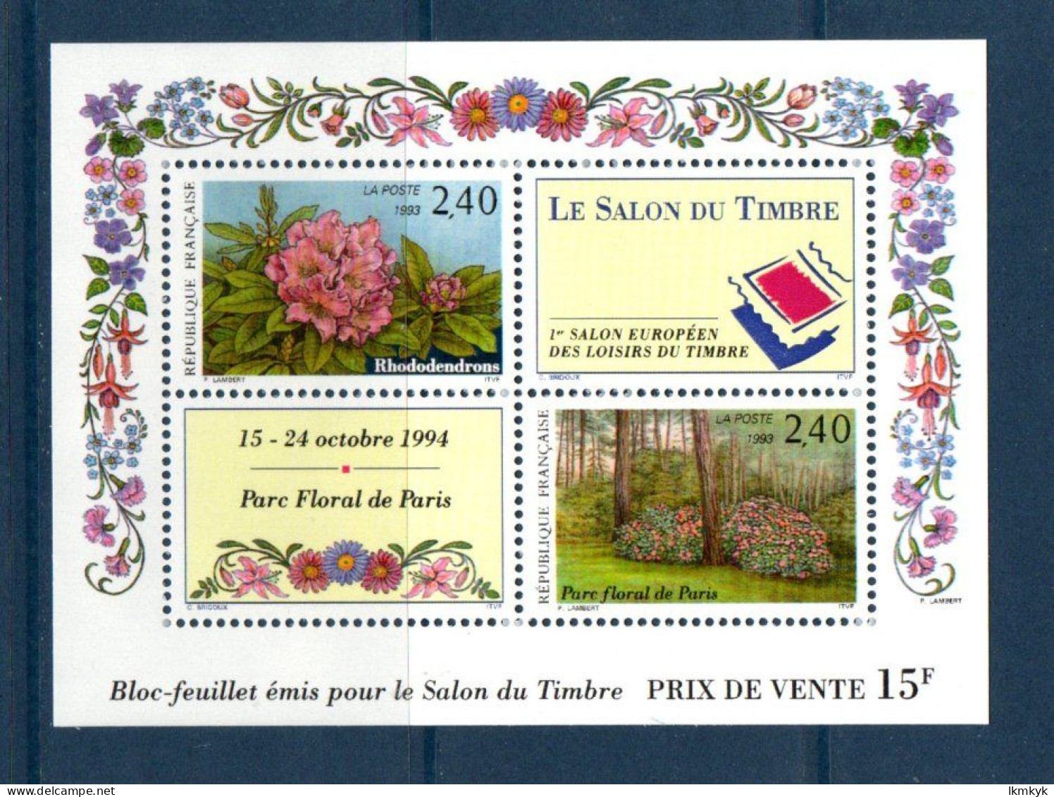 France 1993.Bloc Salon Du Timbre Fleur Rhododendrons.. - Blocs Souvenir