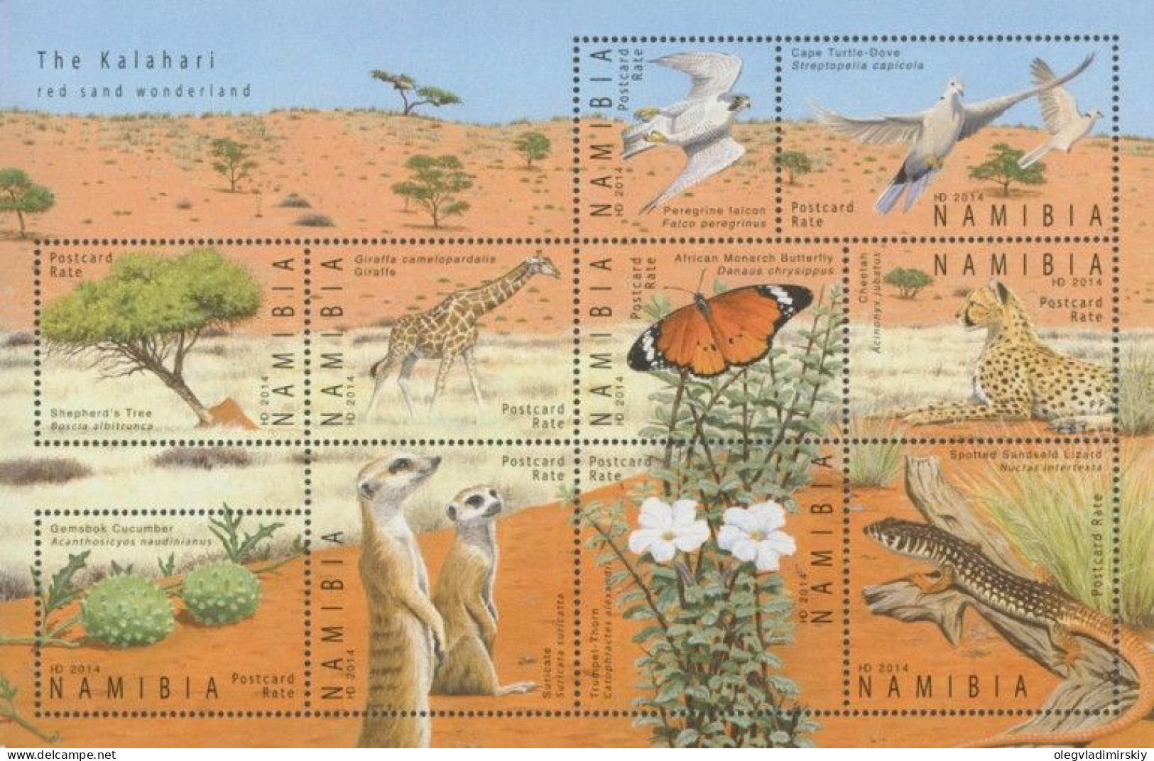 Namibia 2014 Fauna And Flora Of The Kalahari Desert Set Of 10 Stamps In Block Or Sheetlet Mint - Giraffes