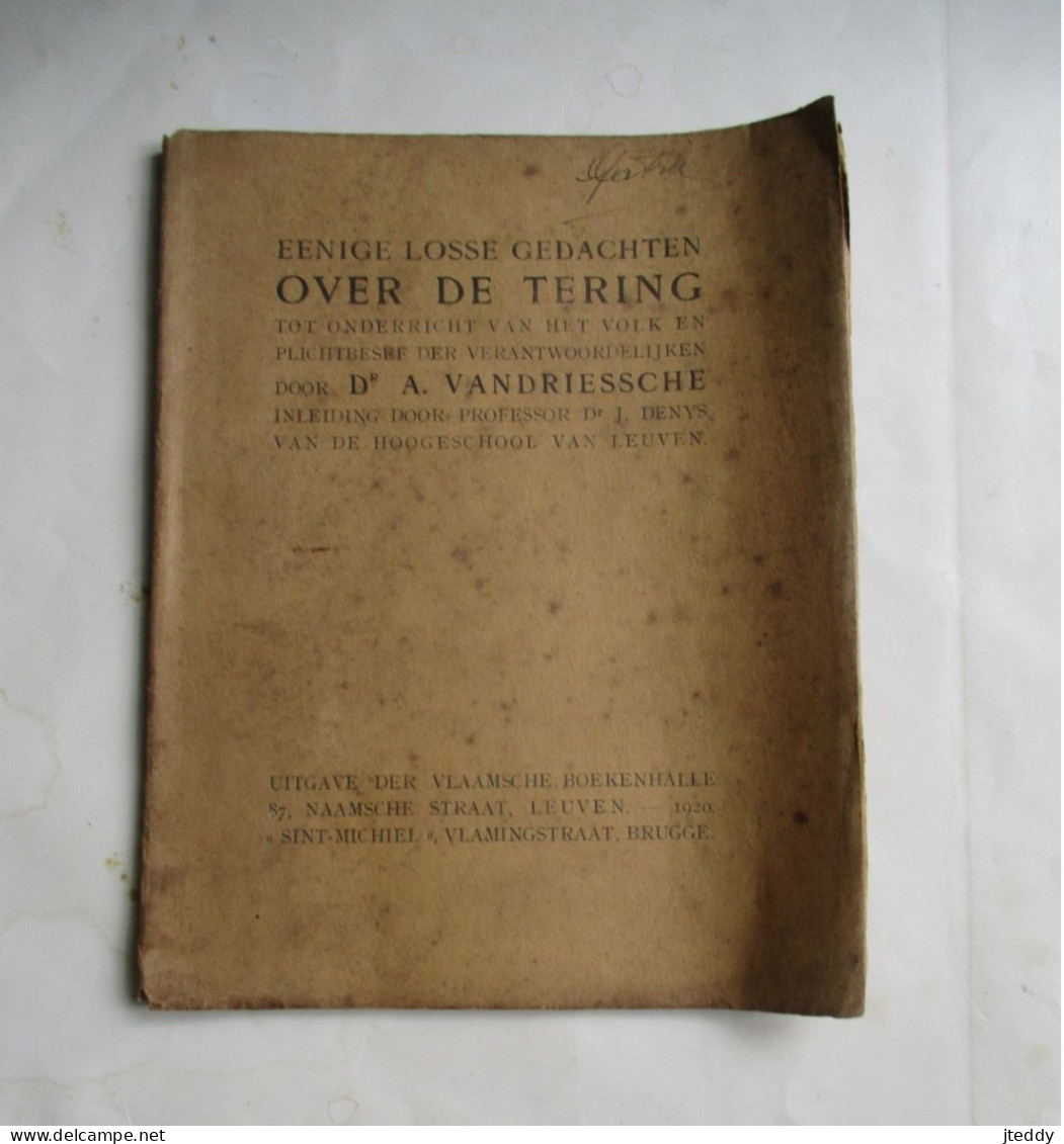 ANTIEK OUD Boekje  Eenige Losse  Gedachten   OVER  DE  TERING   Door D . A .   VANDRIESSCHE    1920 - Oud