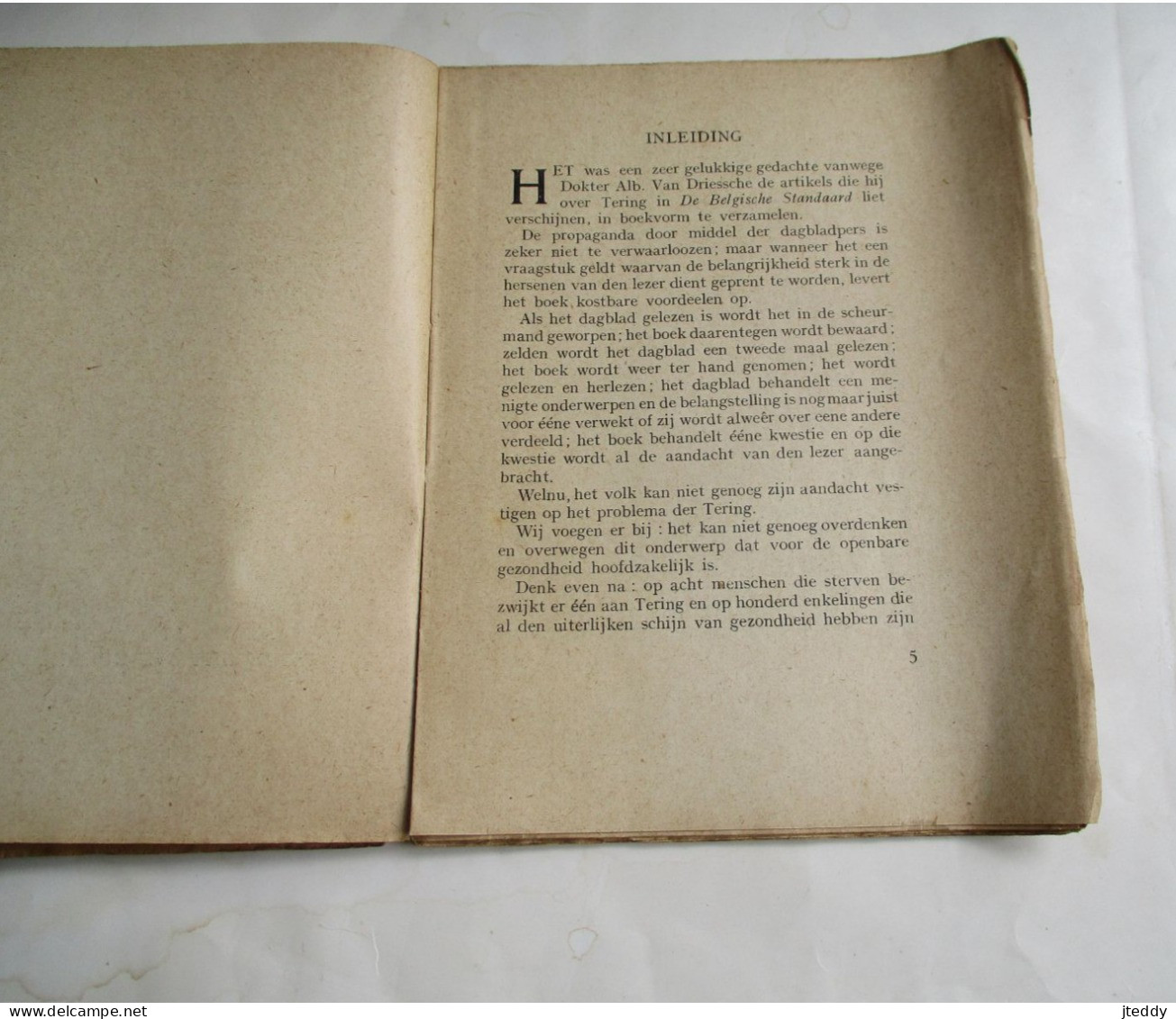 ANTIEK OUD Boekje  Eenige Losse  Gedachten   OVER  DE  TERING   Door D . A .   VANDRIESSCHE    1920 - Antique