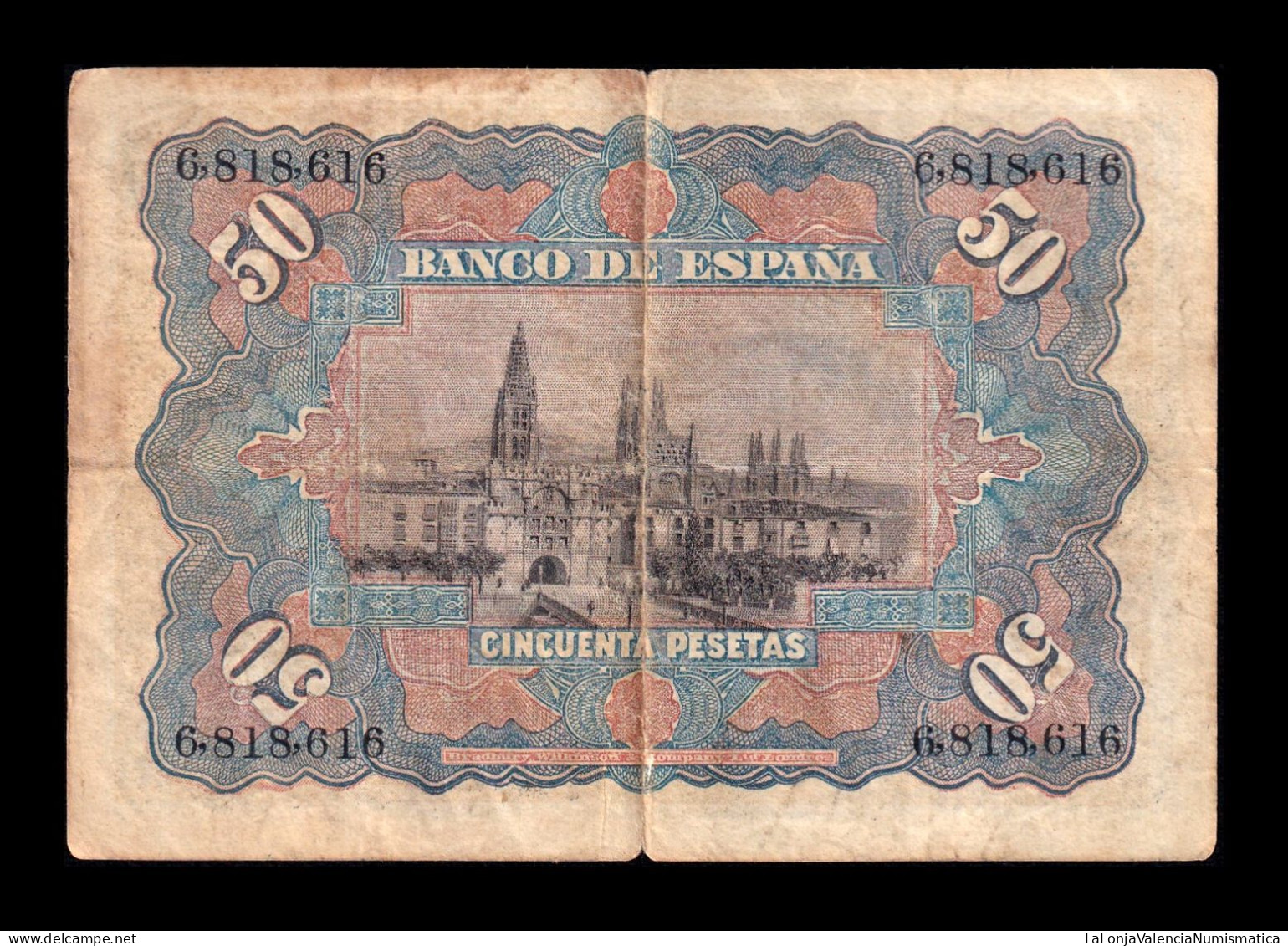 España Spain 50 Pesetas Alegorías 1907 Pick 63a Mbc Vf - 50 Peseten