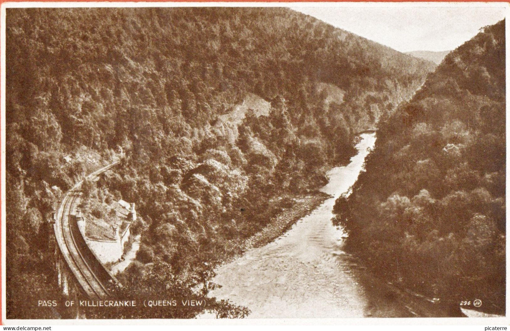 Pass Of Killiecrankie (Queens View) - Valentines "Photo-Brown" 296 - Perthshire