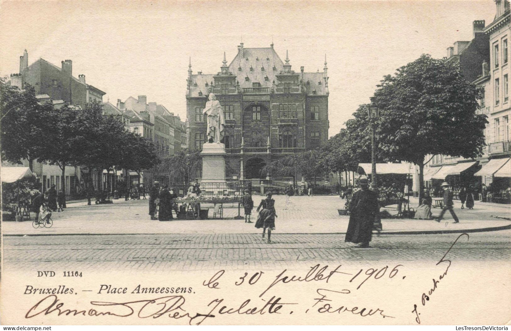 BELGIQUE - Bruxelles - Place Annessens - Animé - Carte Postale Ancienne - Squares