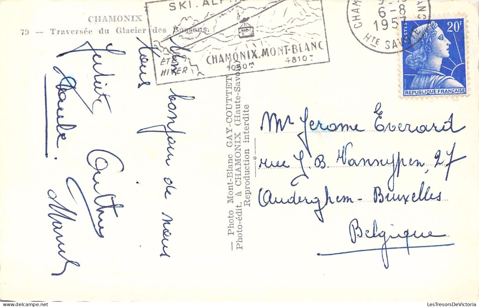 FRANCE - 74 - CHAMONIX - Traversée Du Glacier Des Bossons - Carte Postale Ancienne - Chamonix-Mont-Blanc