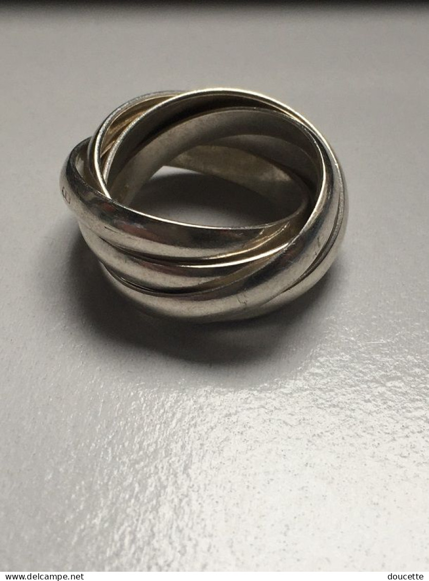 Bague En Argent Massif (5 Anneaux Entrelacés )taille:55 - Anillos