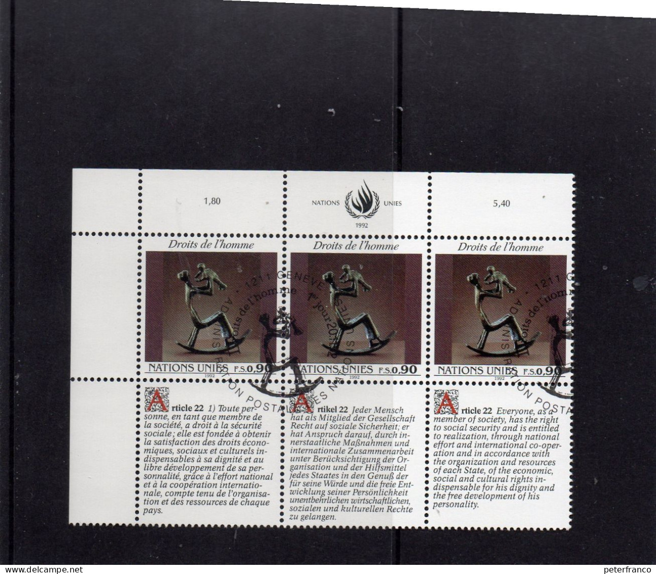 1992 ONU Ginevra . Diritti Umani - Used Stamps