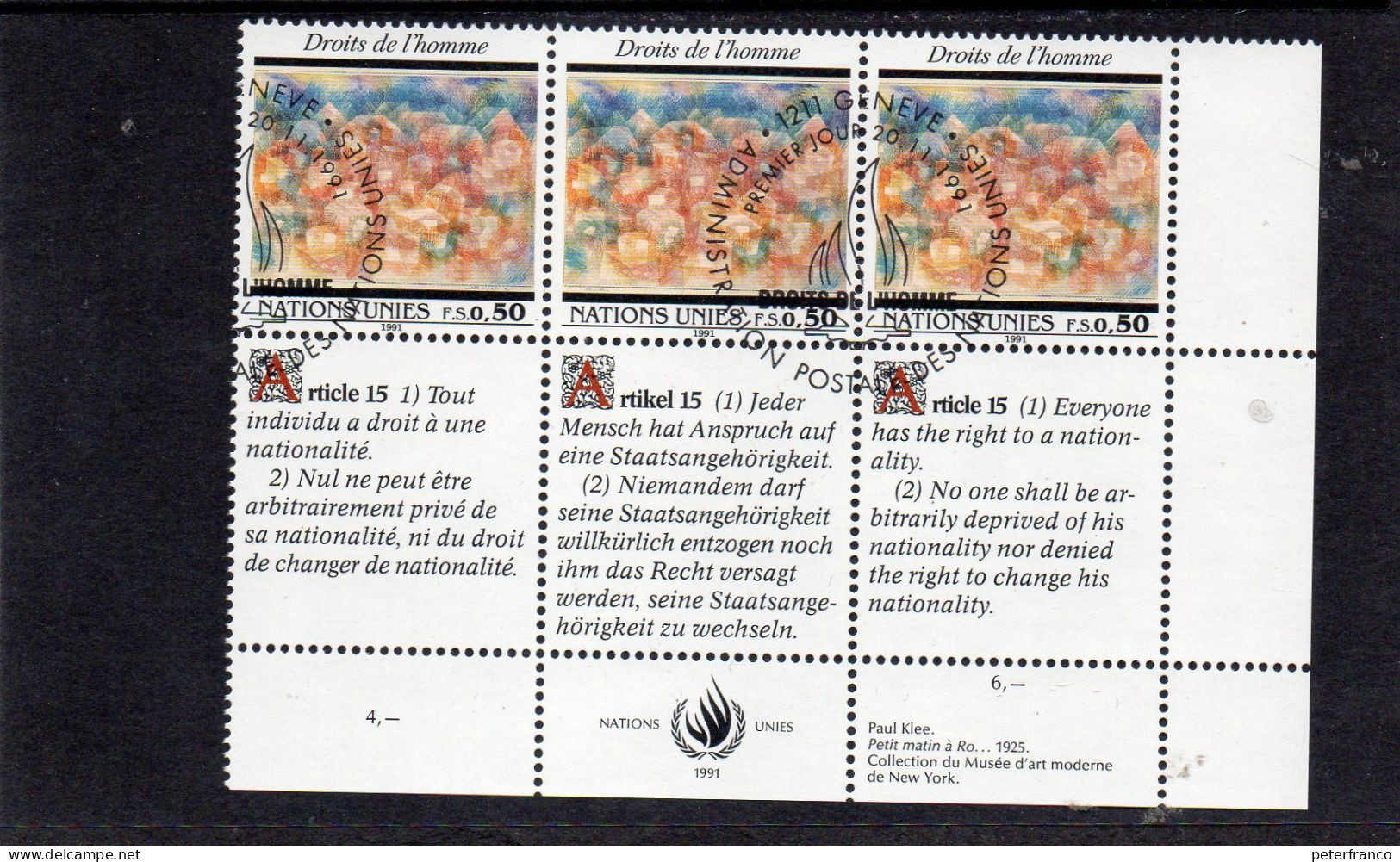 1991 ONU Ginevra . Diritti Umani - Usati