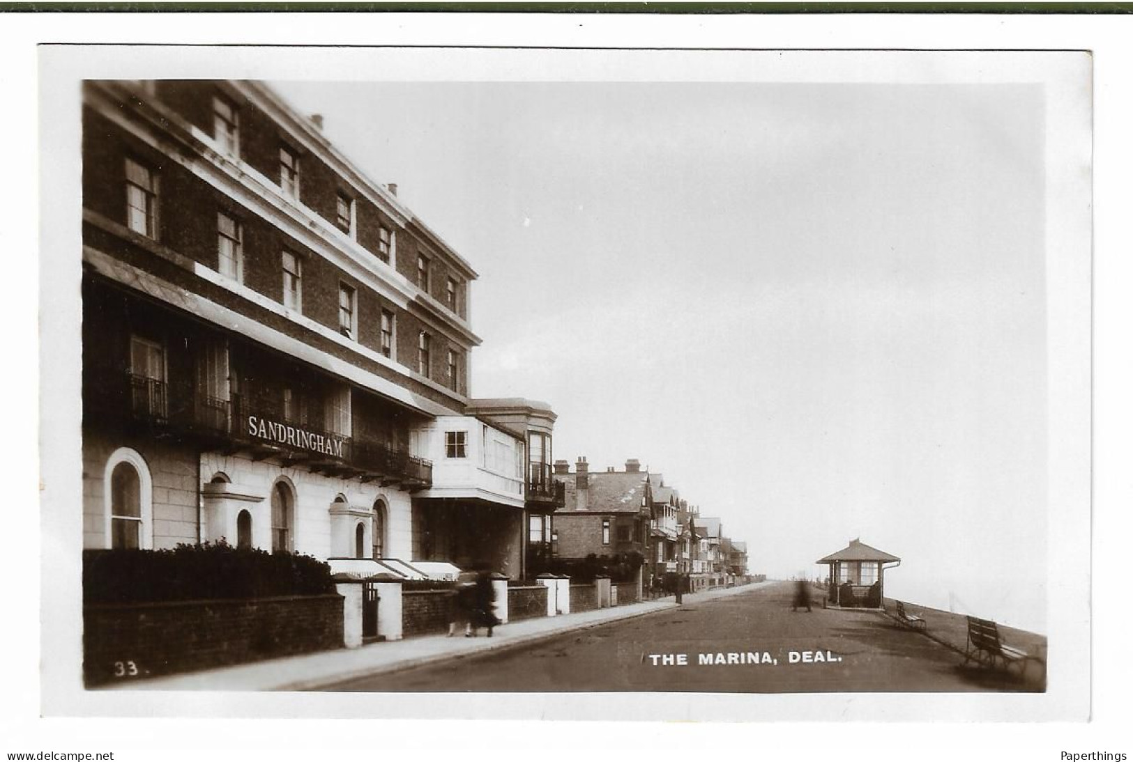 Real Photo Postcard, Kent, Deal, The Marina, Sandringham Hotel, House, Sea Front, Footpath. - Dover