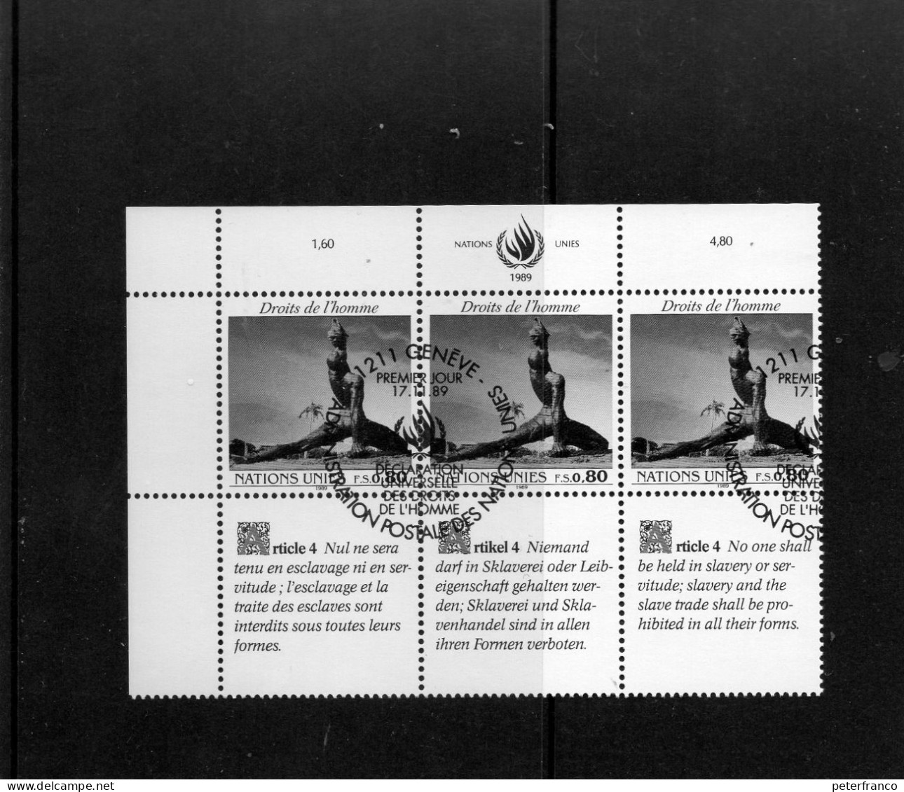 1989 ONU Ginevra . Diritti Umani - Used Stamps