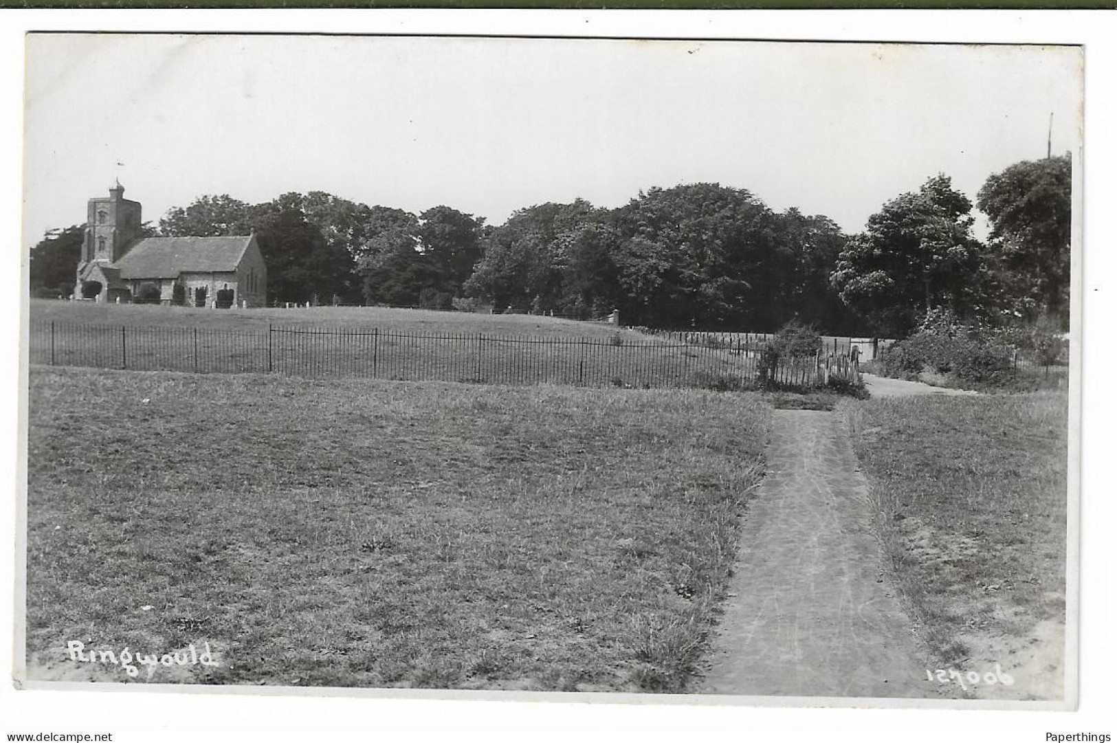 Real Photo Postcard, Kent, Dover, Deal, Ringwould, Park, Landscape, Footpath, Church. - Dover