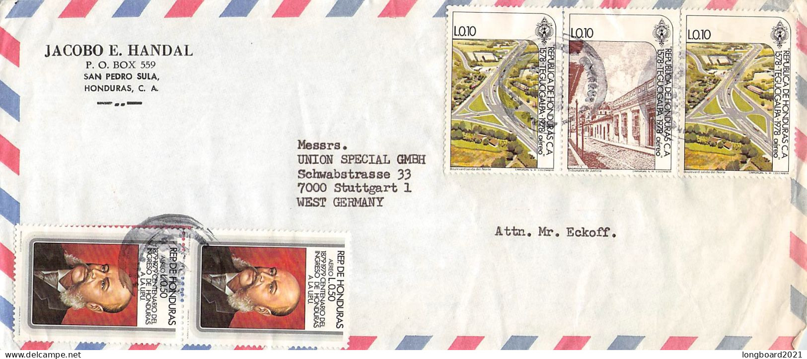 HONDURAS - FRAGMENT AIR MAIL Ca 1979 - STUTTGART/DE / *1171 - Honduras