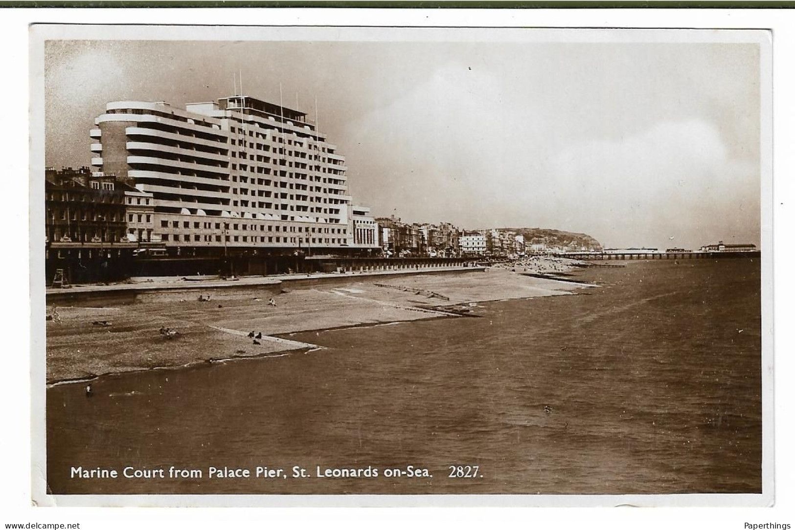 Real Photo Postcard, Sussex, Hastings, St. Leonards-on-Sea, Marine Court From Palace Pier, 1938. - Hastings