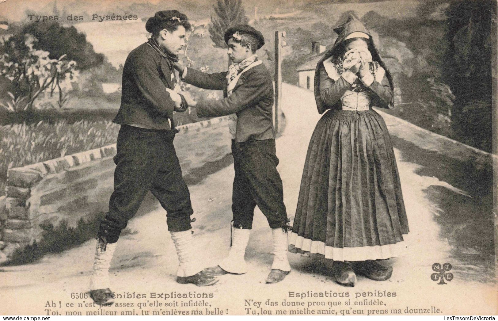 PHOTOGRAPHIE - Types Des Pyrénées - Personnages En Costumes - Pénibles Explications - Carte Postale Ancienne - Fotografie