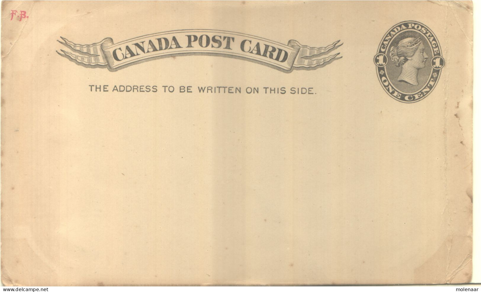 Canada > 1851-1902 Regering Van Victoria > Briefkaart One Cent Zwart Ongebruikt Met Vouw (12004) - Storia Postale