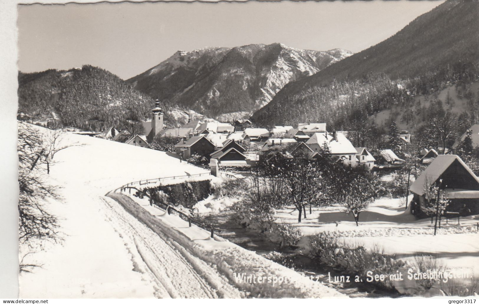 D2286) Wintersport LUNZ AM SEE Mit Scheiblingstein - Sehr Stark Verschneite Straße U. Häuser ALT 1957 - Lunz Am See
