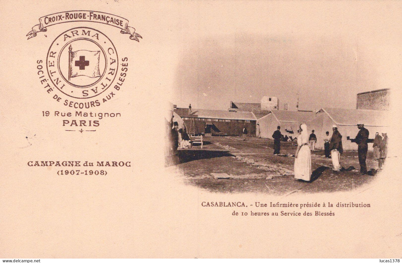 CASABLANCA -une Infirmière Préside à La Distribution .... C P A Croix-Rouge - Croce Rossa