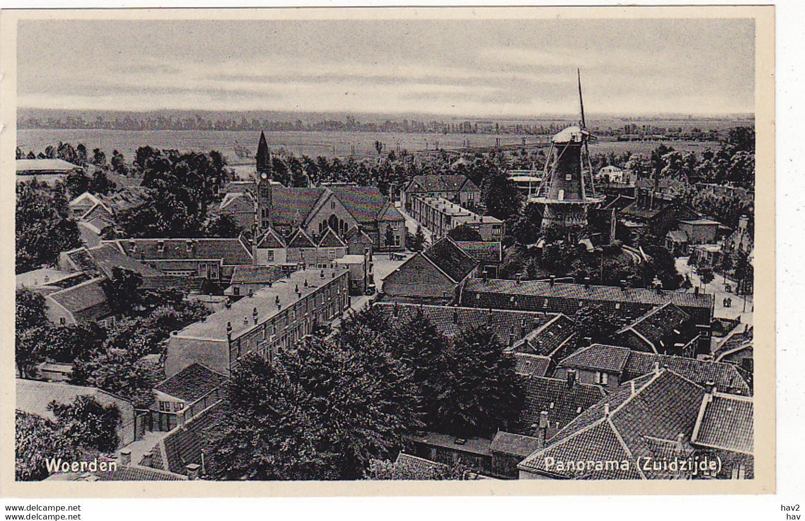 Woerden Panorama Molen De Windhond BB109 - Woerden