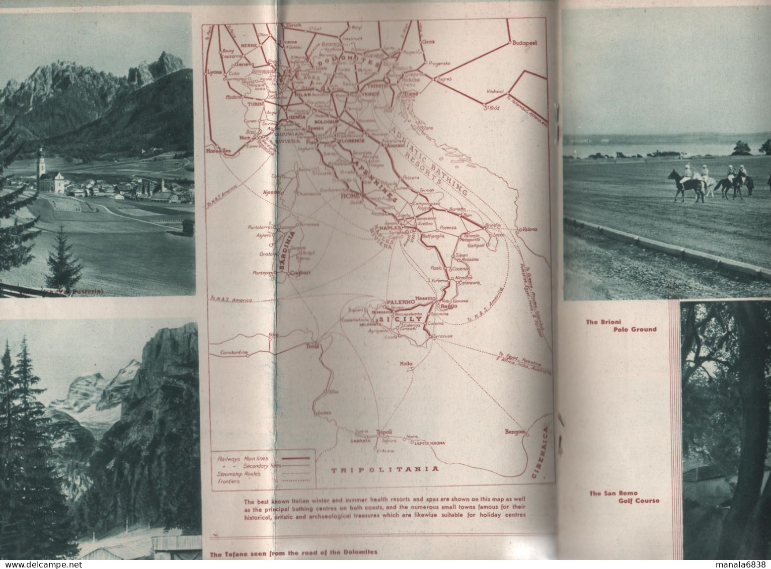 Summer And Autumn Holidays In Italy Plan Railways Roads ENIT Vers 1930 - Ohne Zuordnung