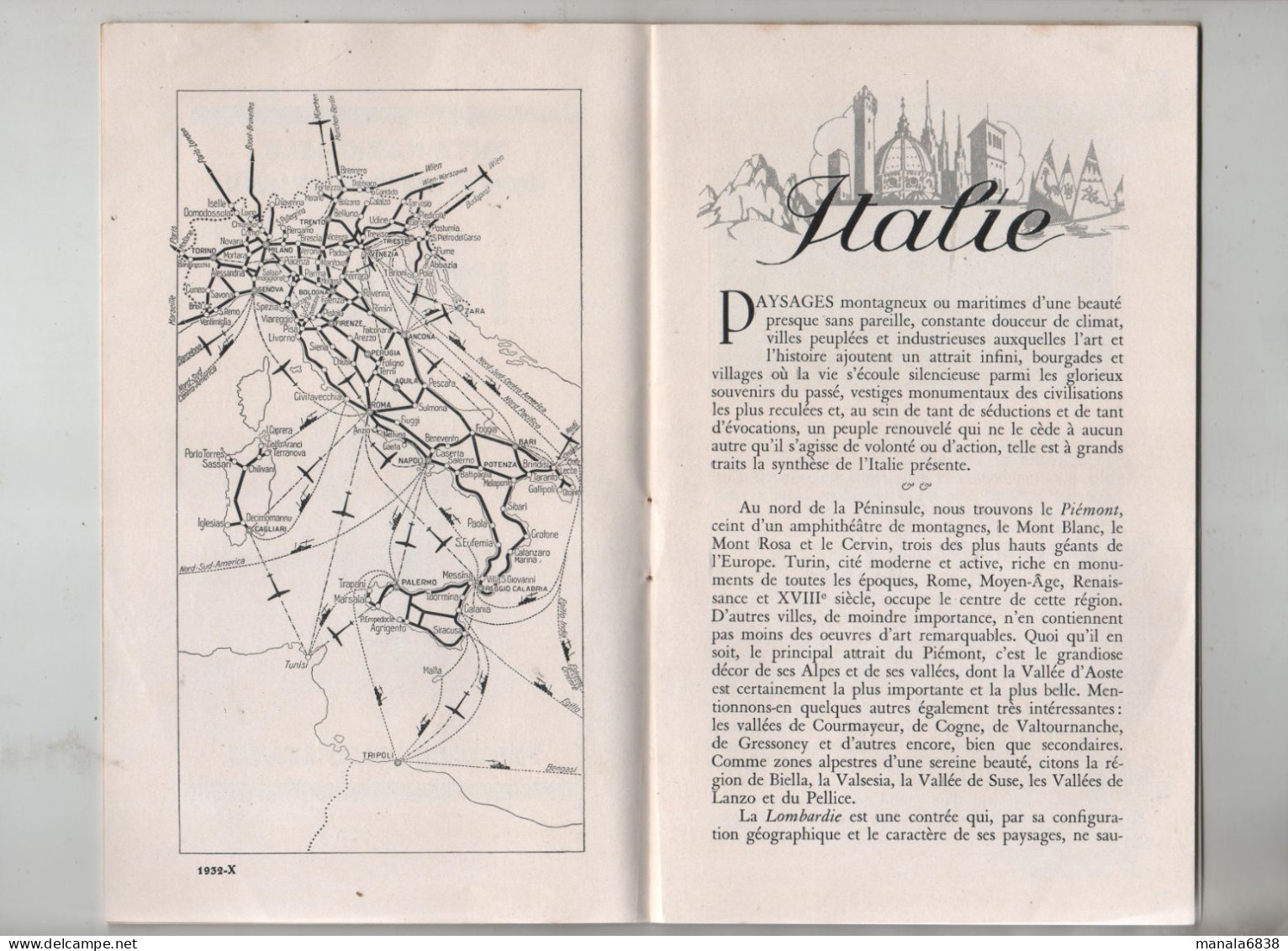 Italie  ENIT 1932 Carte - Ohne Zuordnung