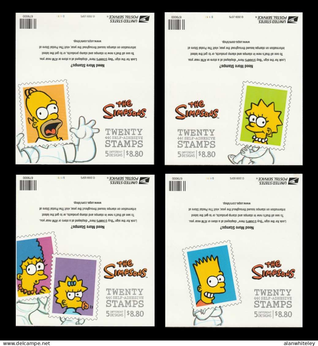 UNITED STATES 2009 The Simpsons S/ADH: Set Of 4 Stamp Booklets UM/MNH - 3. 1981-...