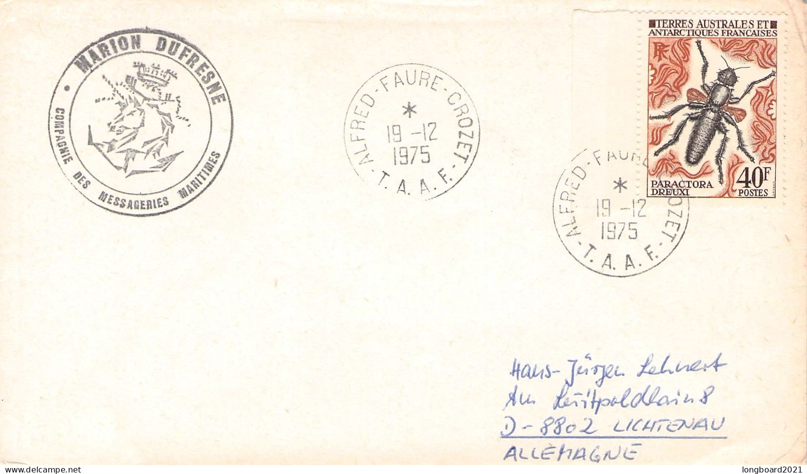 TAAF - PAQUEBOT 1975 ALFRED-FAURE-CROZET - /DE Mi 72 / *1199 - Lettres & Documents