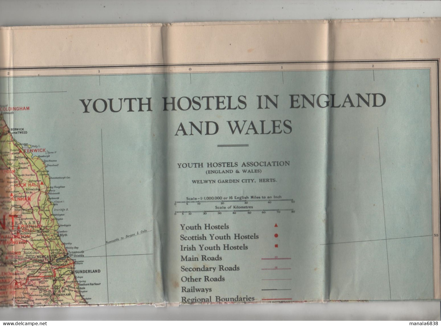 Youth Hostels In England And Wales Roads Railways Regional Boundaries - Otros & Sin Clasificación