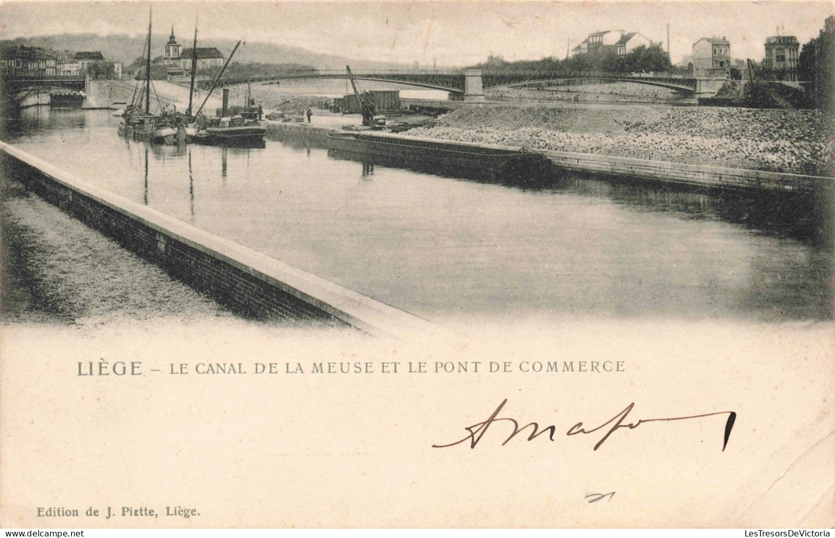 BELGIQUE - Liège - Canal De La Meuse Et Le Pont De Commerce - Animé - Carte Postale Ancienne - Liege