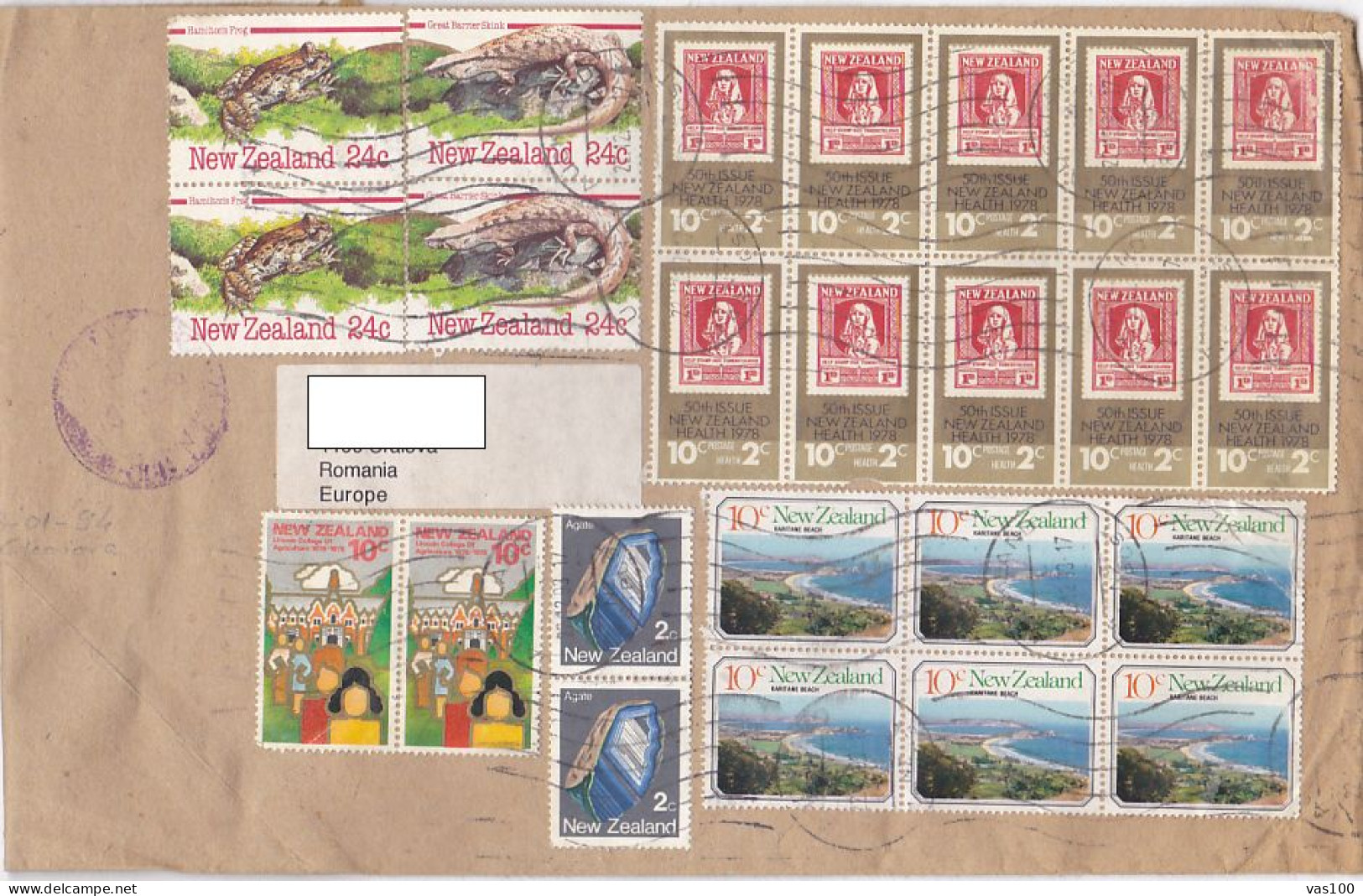 REPTILES, TUBERCULOSIS, COLLEGE, BEACH STAMPS ON COVER, 1983, NEW ZEELAND - Brieven En Documenten