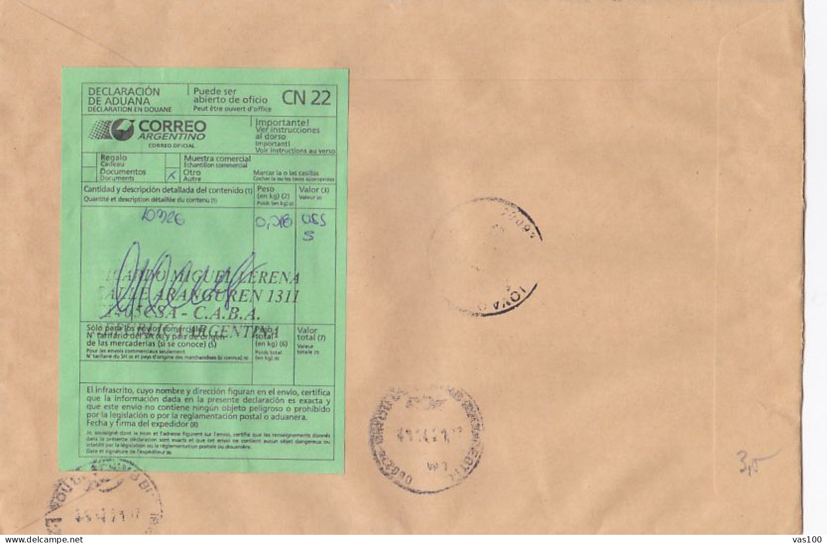 LANDSCAPES, CUSTOM DUTY, STAMPS ON REGISTERED COVER, 2021, ARGENTINA - Covers & Documents