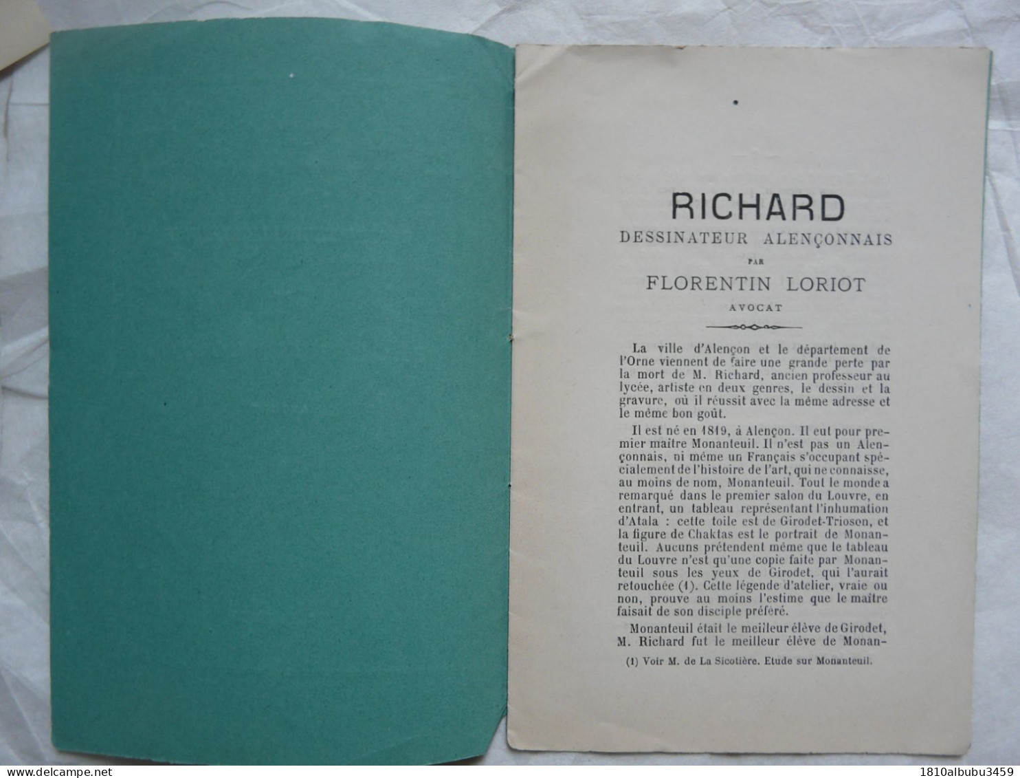 RICHARD - Dessinateur Alençonnais Par FLORENTIN LORIOT 1882 - Biographie