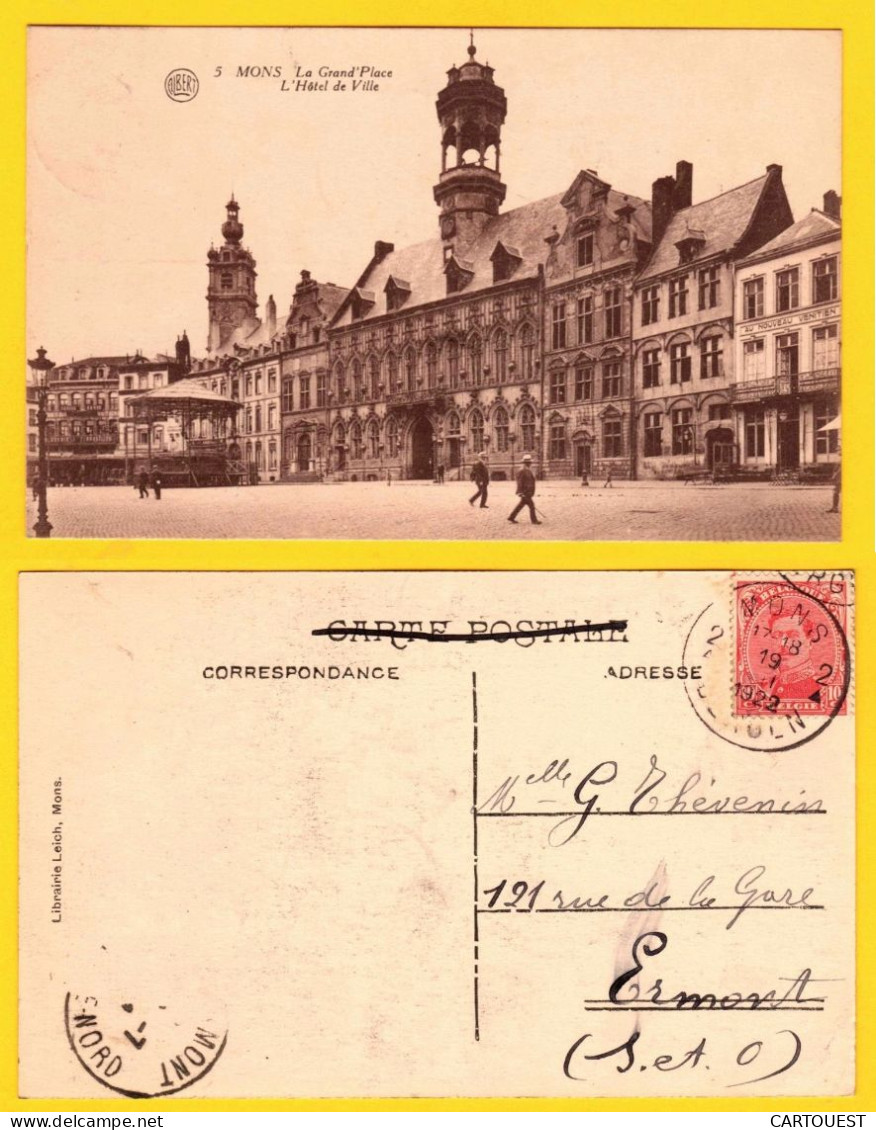 CPA Mons - L Hôtel De Ville Animée - 1922 - Mons