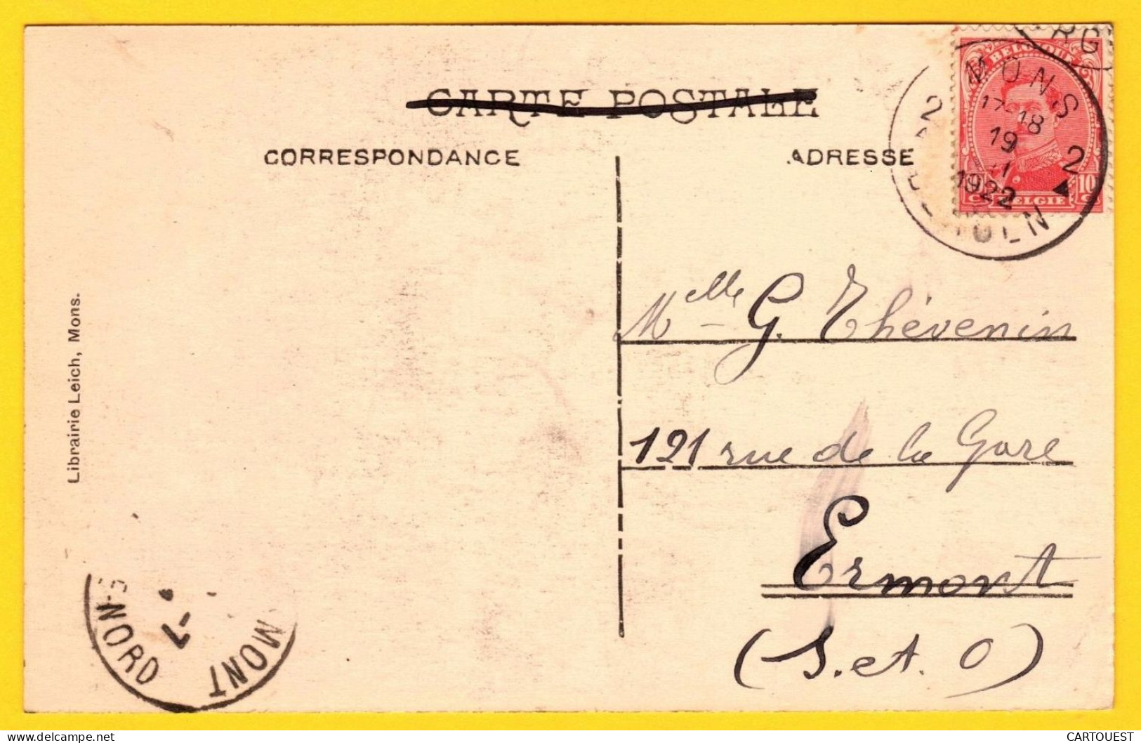 CPA Mons - L Hôtel De Ville Animée - 1922 - Mons
