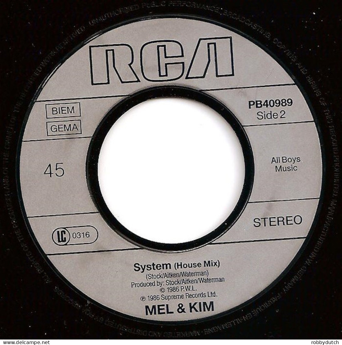 * 7"  *  MEL & KIM - SHOWING OUT (Europe 1986 EX) - Dance, Techno & House