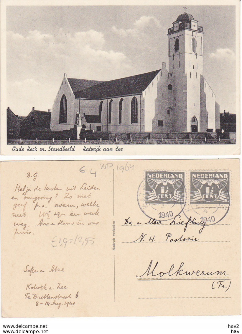 Katwijk Aan Zee Oude Kerk Met Standbeeld WP1964 - Katwijk (aan Zee)