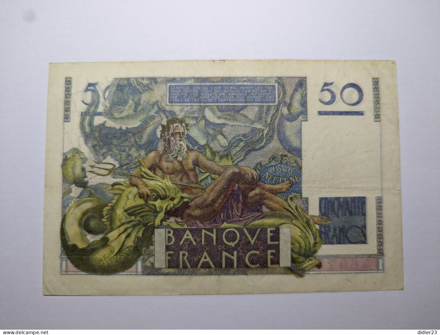 BILLET DE BANQUE  50 150 FRANCE P.2-10-1947.P. CINQVANTE FRANCS 230336577 50 - 50 F 1946-1951 ''Le Verrier''