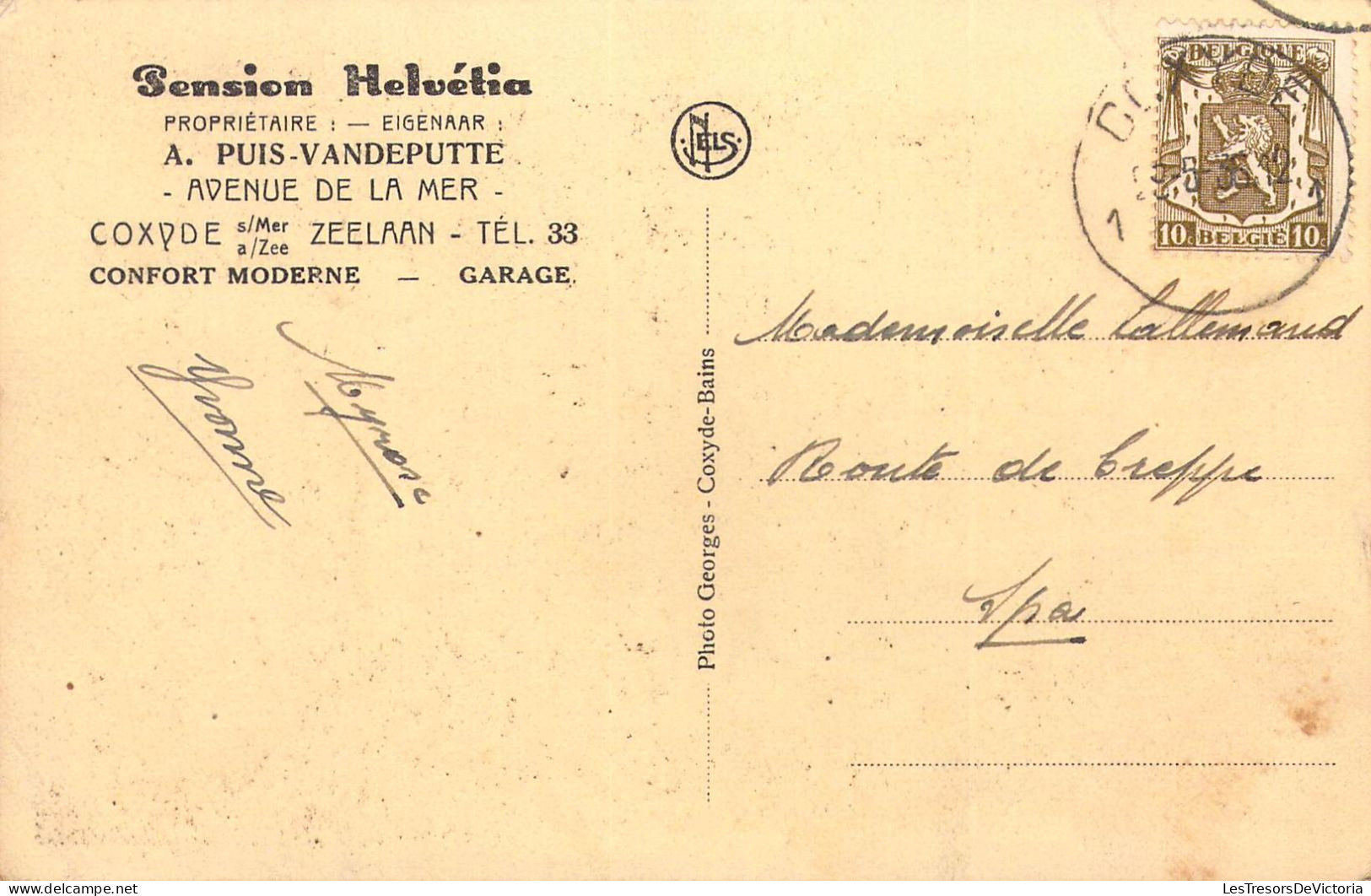BELGIQUE - COXYDE - Pension Helvetia - Carte Postale Ancienne - Autres & Non Classés