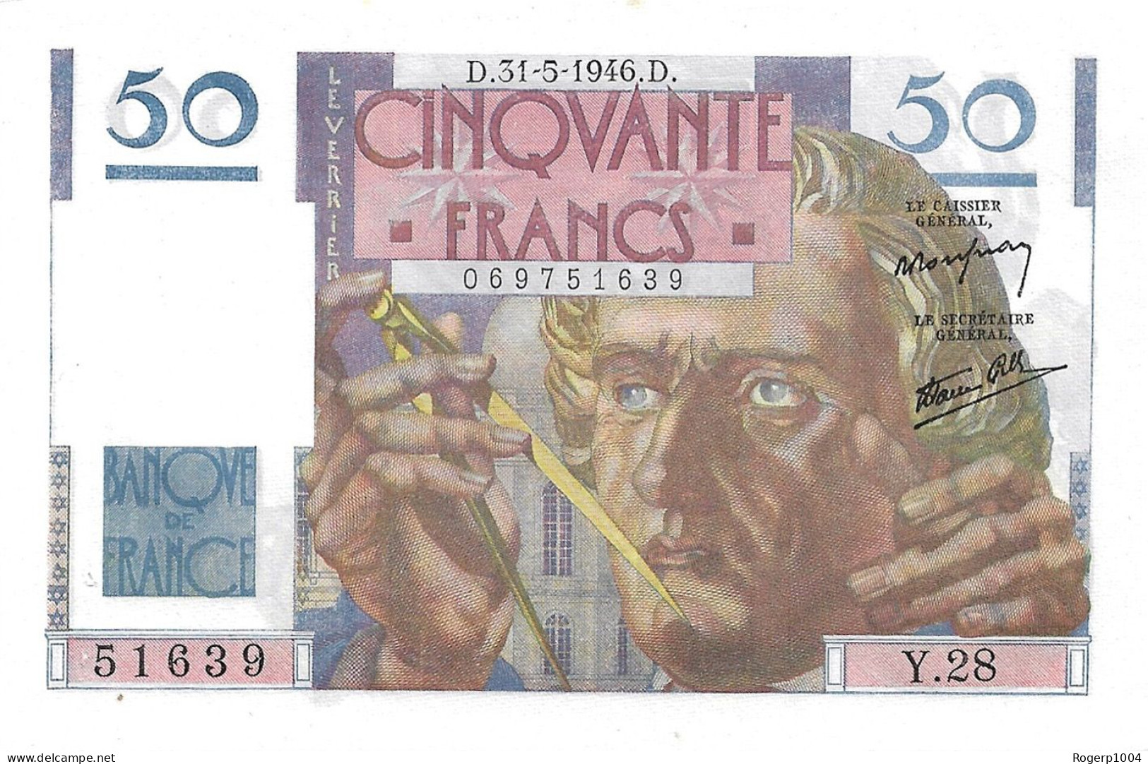 FRANCE * 50 Francs * LE VERRIER * Date 31/05/1946 * État/Grade SPL/AU * Fay. 20.05 - 50 F 1946-1951 ''Le Verrier''