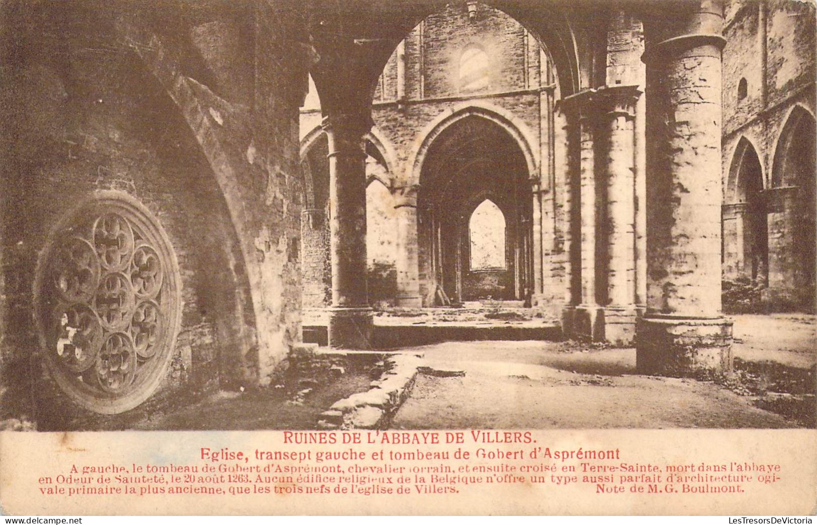 BELGIQUE - VILLERS LA VILLE -  L'Abbaye De Villers - Eglise Transept Gauche Et Tombeau... - Carte Postale Ancienne - Villers-la-Ville