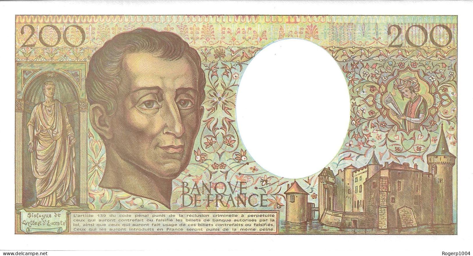 FRANCE * 200 Francs * Montesquieu * 1990 * Fay. 70.10b * État/Grade SPL/AU * - 200 F 1981-1994 ''Montesquieu''