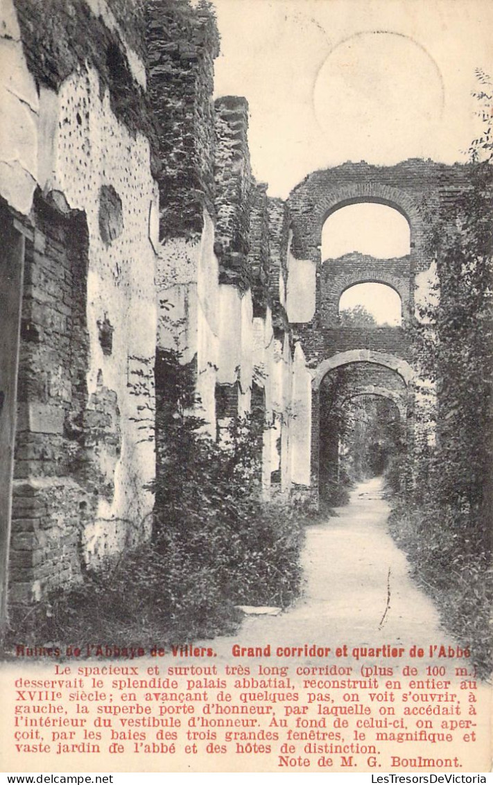 BELGIQUE - VILLERS LA VILLE -  L'Abbaye De Villers - Grand Corridor Et Quartier De L'abbé - Carte Postale Ancienne - Villers-la-Ville