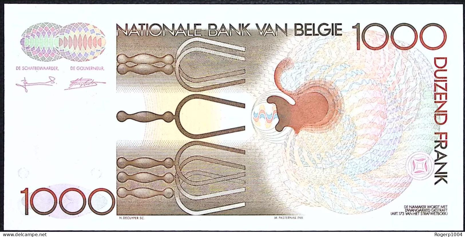 BELGIQUE / BELGIUM * 1000 Francs * Type Gretry * ND 1981/1997 * PEFM 105g * État/Grade NEUF/UNC * - 1000 Frank